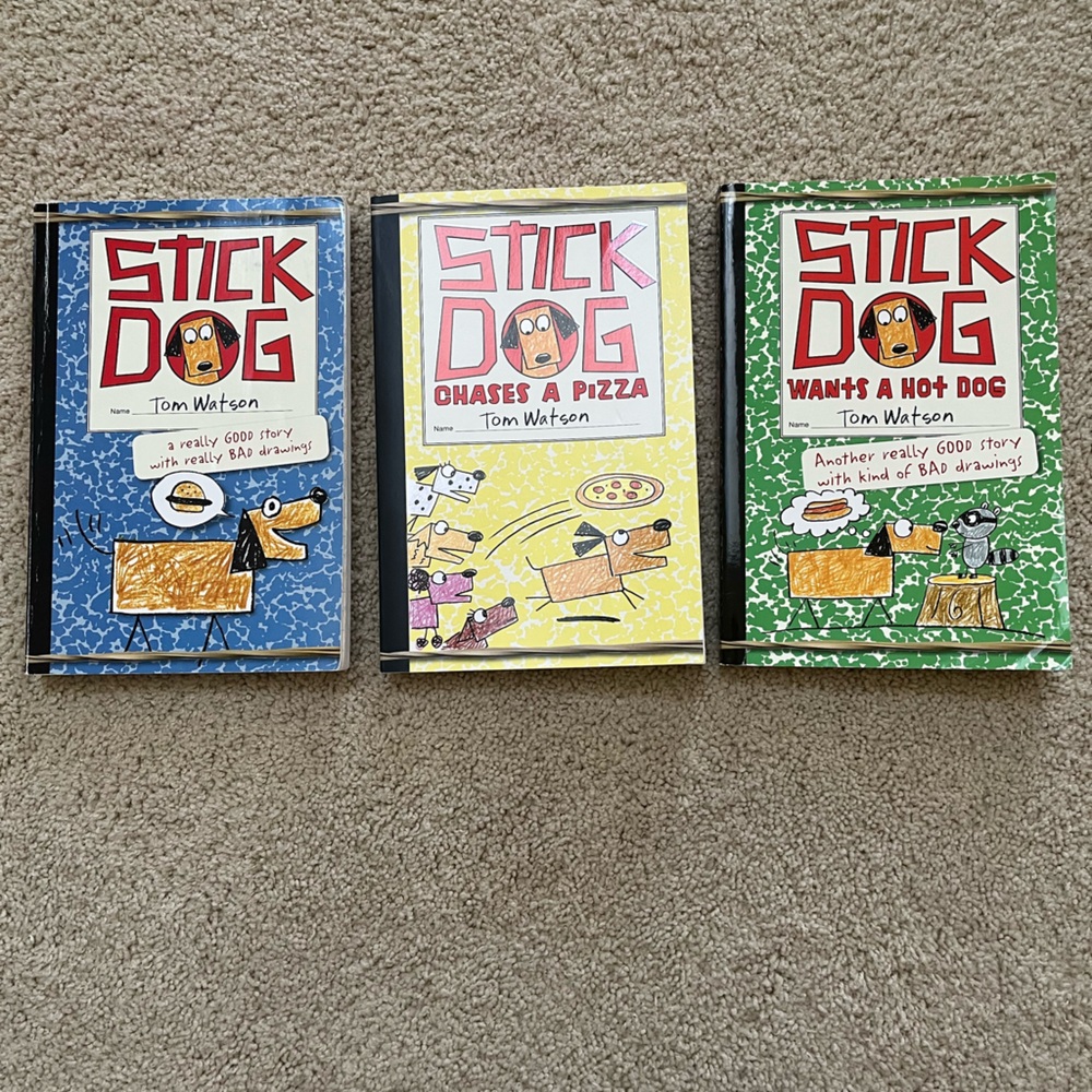 Stick Dog Book Set - Green, Red, Orange Covers